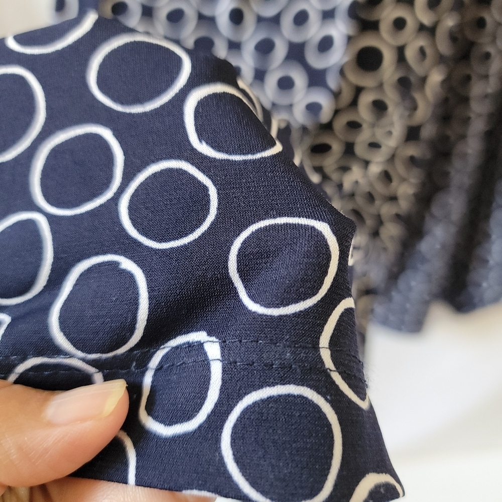 Roz & Ali Blue White Polkadot Jumpsuit Sz 16 Midi Length Bow Accent Minimalist - Picture 6 of 10